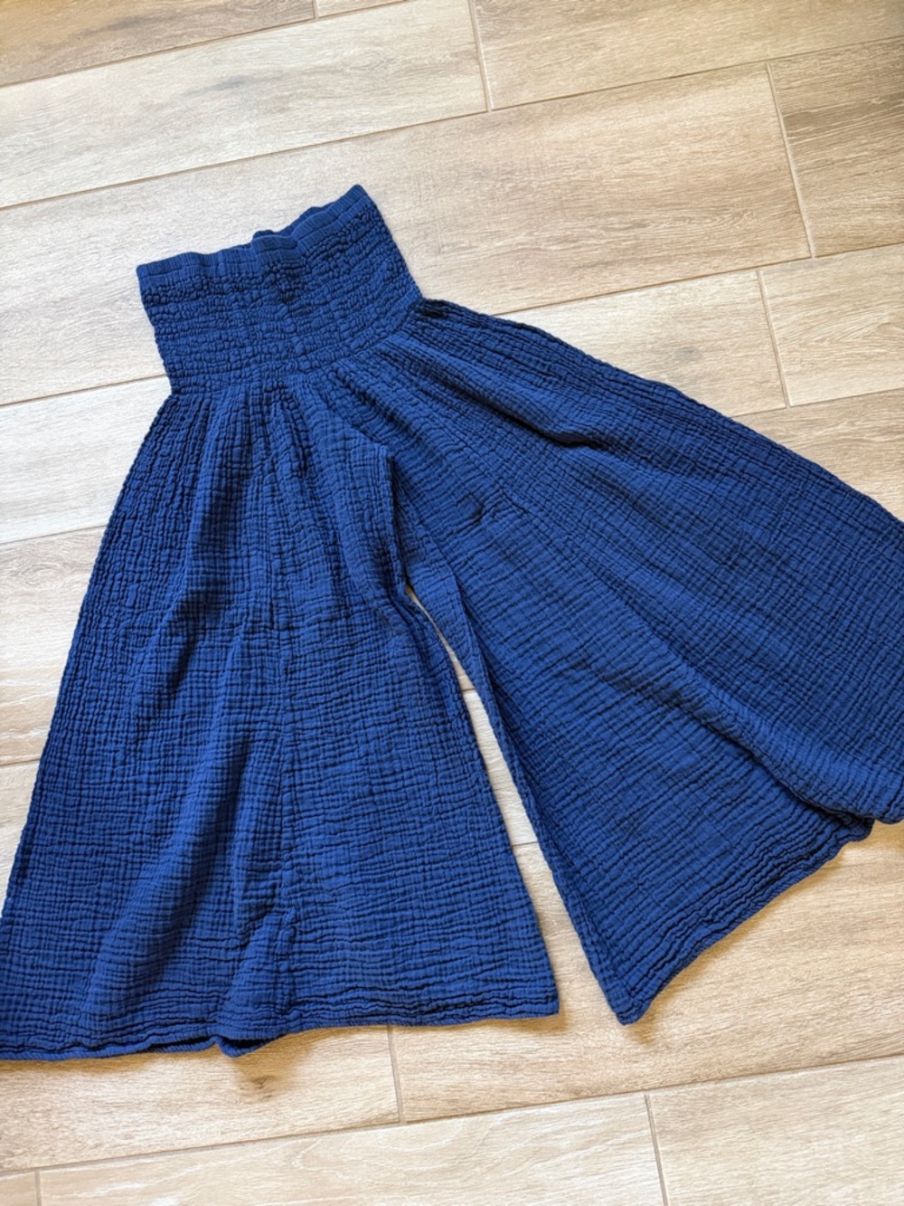 Gauze Crinkle Pant L/XL Handcrafted Wide Leg / Stretch